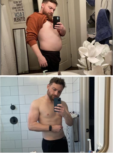 45 lbs Weight Loss Before and After 5 foot 10 Male 215 lbs to 170 lbs