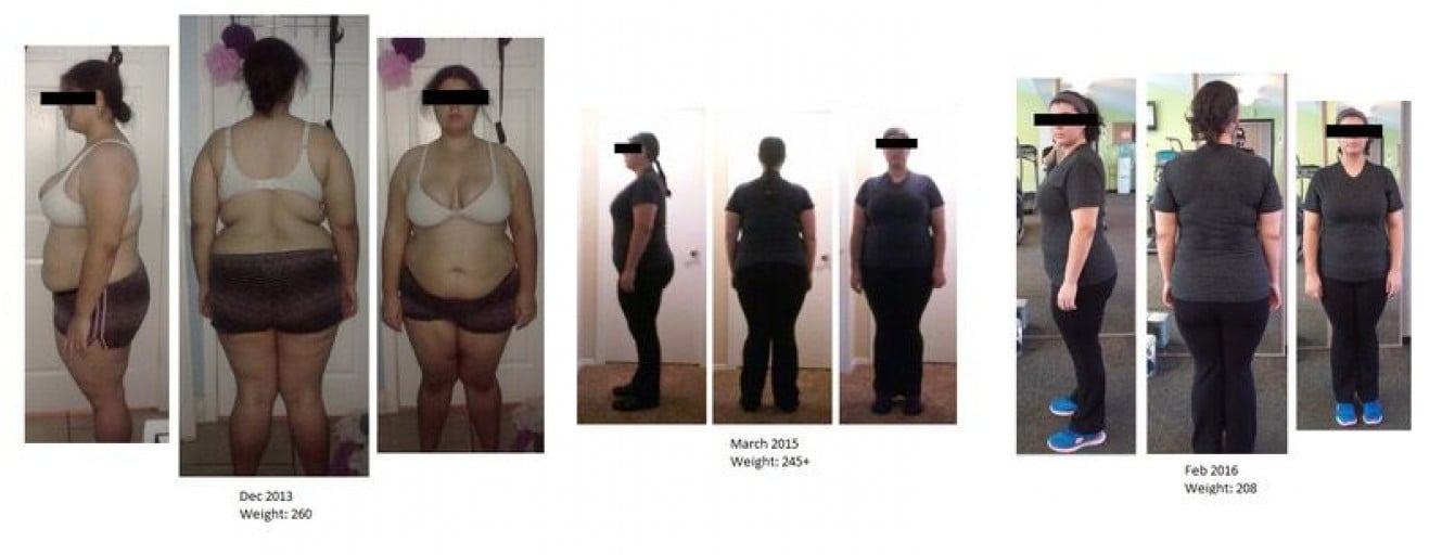 A progress pic of a 5'6" woman showing a fat loss from 245 pounds to 208 pounds. A total loss of 37 pounds.