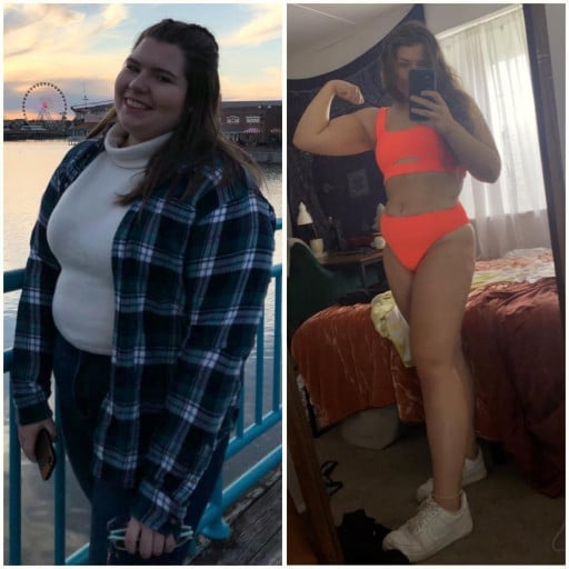 5 foot 4 Female Progress Pics of 85 lbs Fat Loss 255 lbs to 170 lbs