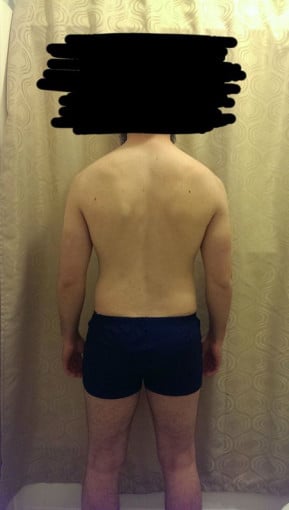 A before and after photo of a 5'7" male showing a snapshot of 137 pounds at a height of 5'7