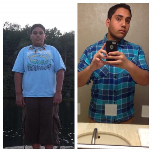 A progress pic of a 5'10" man showing a fat loss from 257 pounds to 225 pounds. A net loss of 32 pounds.