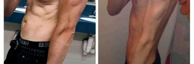 Before and After 39 lbs Muscle Gain 6'2 Male 132 lbs to 171 lbs