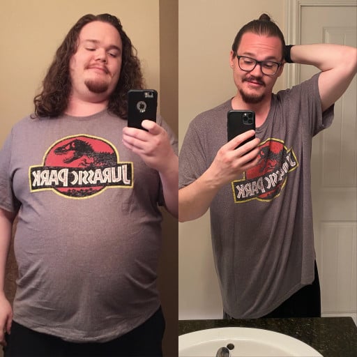Before and After 127 lbs Weight Loss 5 foot 11 Male 352 lbs to 225 lbs