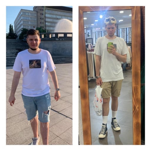 29 lbs Fat Loss Before and After 5 foot 8 Male 189 lbs to 160 lbs