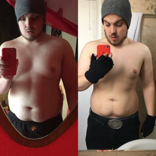 A before and after photo of a 5'11" male showing a weight cut from 236 pounds to 210 pounds. A total loss of 26 pounds.