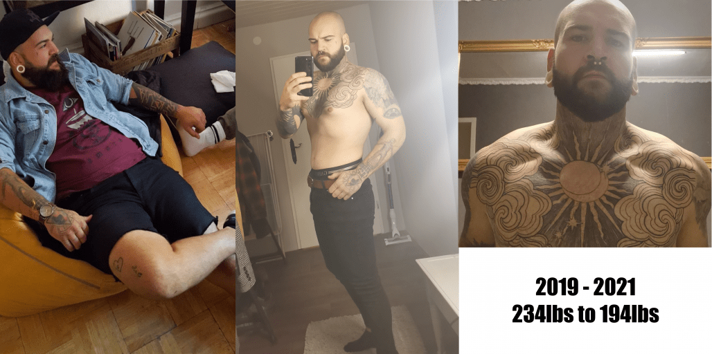 5 foot 11 Male 40 lbs Fat Loss Before and After 234 lbs to 194 lbs