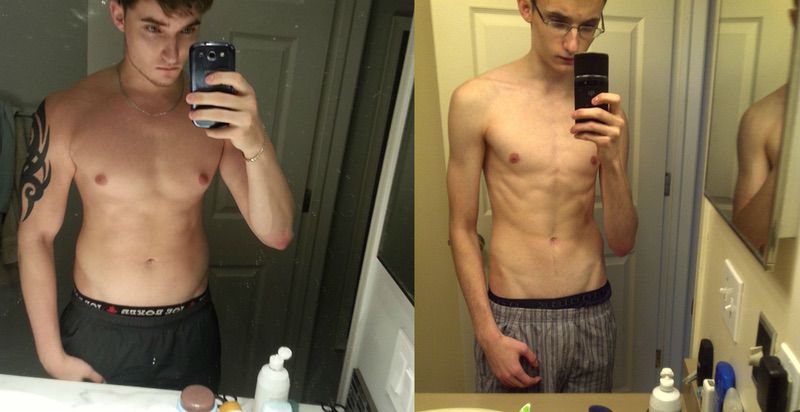60 lbs Weight Gain Before and After 5 feet 10 Male 120 lbs to 180 lbs.
