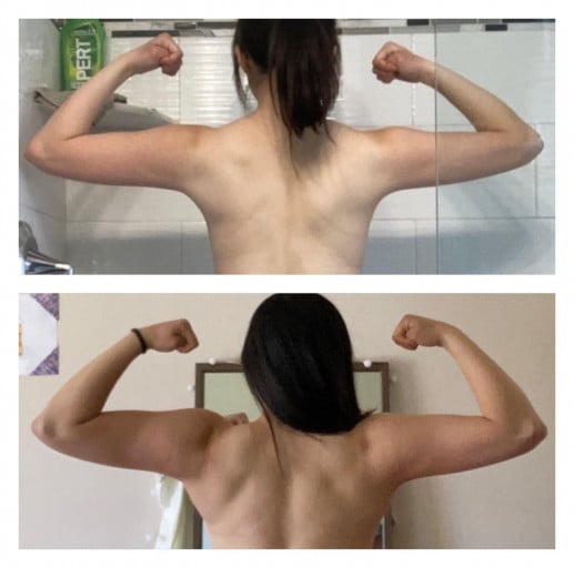 12 lbs Weight Gain Before and After 5 foot 3 Female 123 lbs to 135 lbs