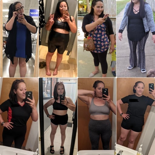 Progress Pics of 53 lbs Weight Loss 5 feet 2 Female 225 lbs to 172 lbs