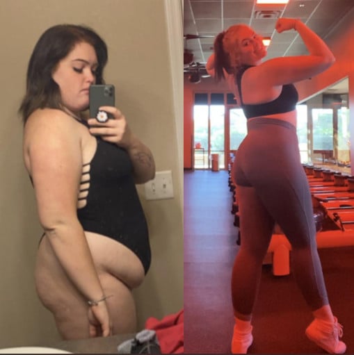 Progress Pics of 80 lbs Weight Loss 5 feet 9 Female 295 lbs to 215 lbs