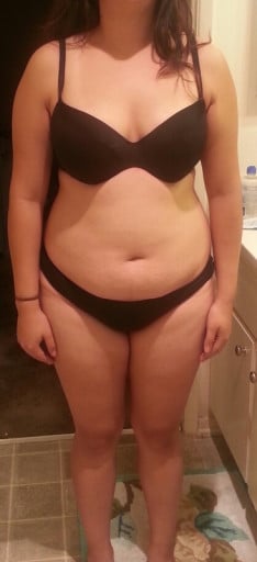 A picture of a 5'3" female showing a snapshot of 147 pounds at a height of 5'3