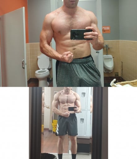 Before and After 13 lbs Muscle Gain 6 foot 5 Male 209 lbs to 222 lbs