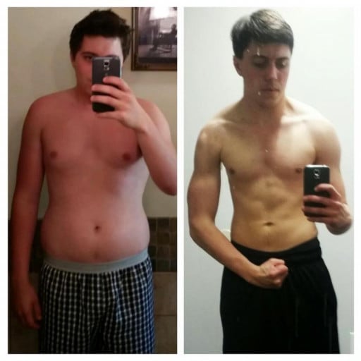 A before and after photo of a 5'10" male showing a weight reduction from 186 pounds to 135 pounds. A respectable loss of 51 pounds.