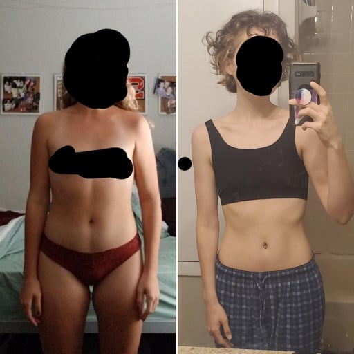 5'5 Female Before and After 32 lbs Weight Loss 145 lbs to 113 lbs
