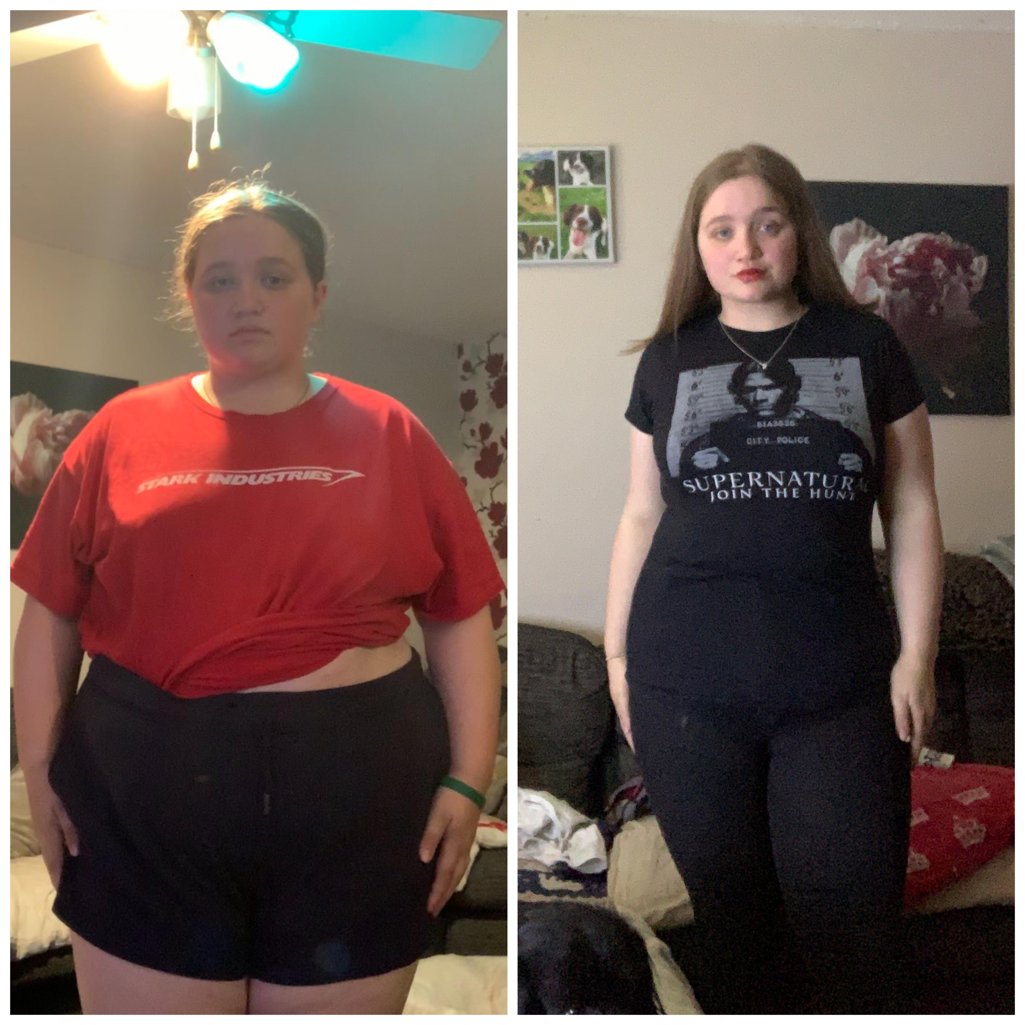 Before and After 60 lbs Fat Loss 5 feet 3 Female 245 lbs to 185 lbs