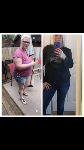 5 feet 6 Female 50 lbs Fat Loss Before and After 220 lbs to 170 lbs