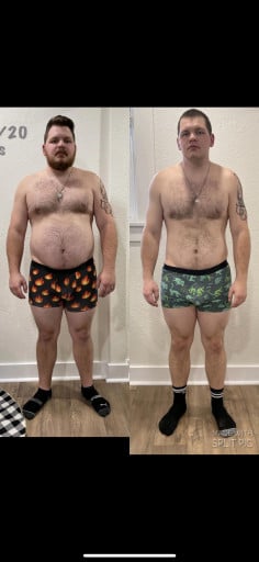 Before and After 55 lbs Fat Loss 5 foot 11 Male 275 lbs to 220 lbs