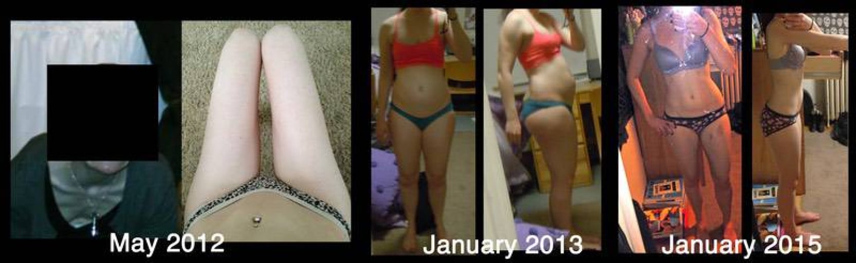 A before and after photo of a 5'4" female showing a weight reduction from 145 pounds to 120 pounds. A total loss of 25 pounds.