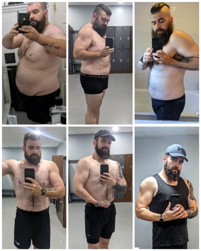6 foot 2 Male 145 lbs Fat Loss Before and After 367 lbs to 222 lbs