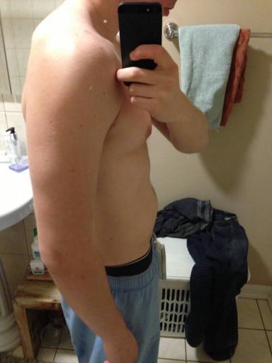 A progress pic of a 5'9" man showing a fat loss from 165 pounds to 146 pounds. A respectable loss of 19 pounds.