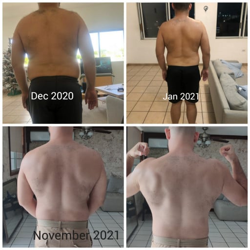 5'11 Male Before and After 40 lbs Weight Loss 255 lbs to 215 lbs