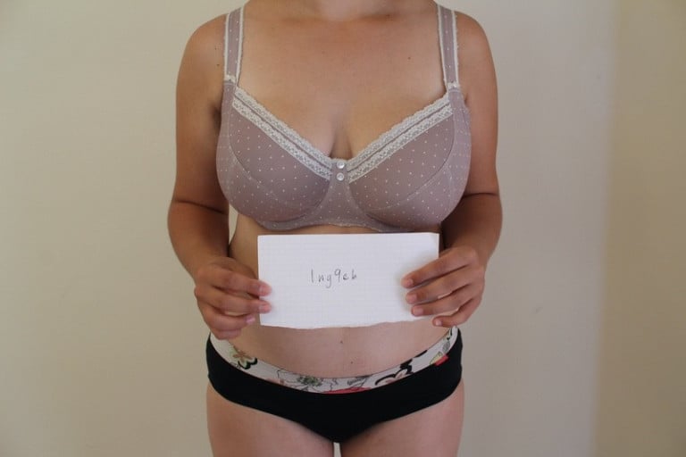 A photo of a 5'7" woman showing a snapshot of 162 pounds at a height of 5'7