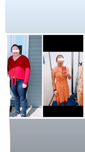 Progress Pics of 60 lbs Fat Loss 5'2 Female 209 lbs to 149 lbs