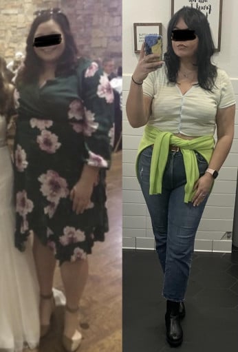 60 lbs Fat Loss Before and After 5'8 Female 270 lbs to 210 lbs