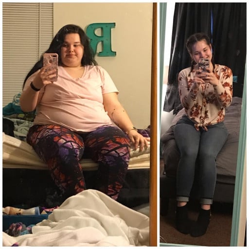 5'5 Female 180 lbs Weight Loss Before and After 350 lbs to 170 lbs