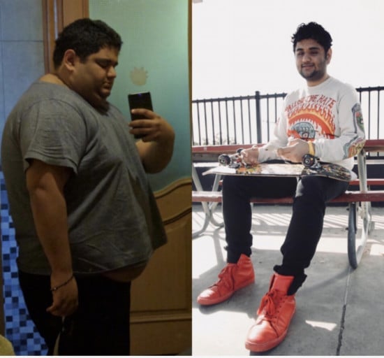 A progress pic of a 5'8" man showing a fat loss from 325 pounds to 190 pounds. A total loss of 135 pounds.