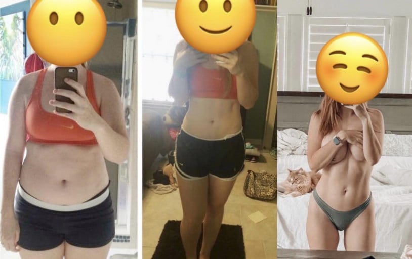 Before and After 38 lbs Weight Loss 5 feet 7 Female 175 lbs to 137 lbs