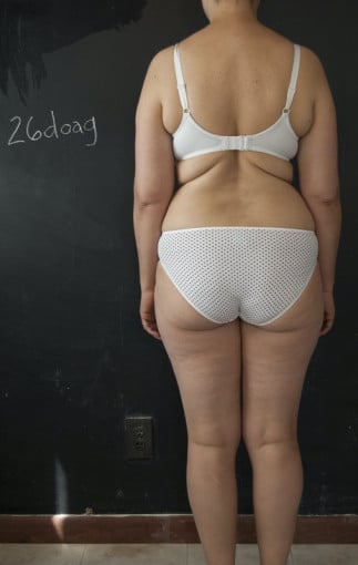 A picture of a 5'8" female showing a snapshot of 179 pounds at a height of 5'8