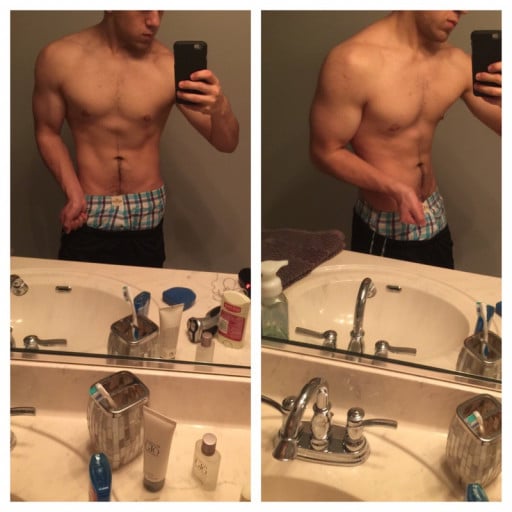 A progress pic of a 5'6" man showing a snapshot of 153 pounds at a height of 5'6