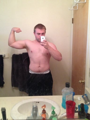 A photo of a 5'10" man showing a weight reduction from 229 pounds to 201 pounds. A respectable loss of 28 pounds.