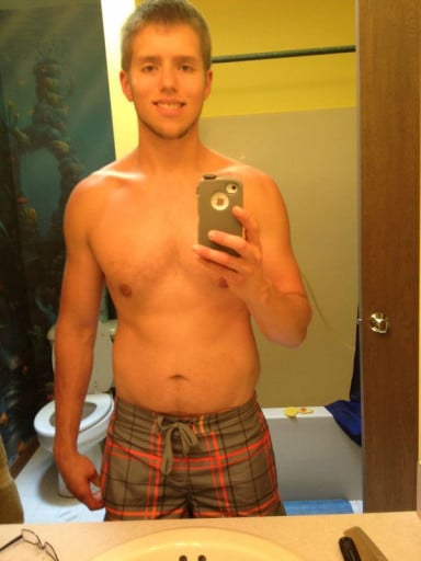 A picture of a 6'2" male showing a weight reduction from 195 pounds to 145 pounds. A respectable loss of 50 pounds.