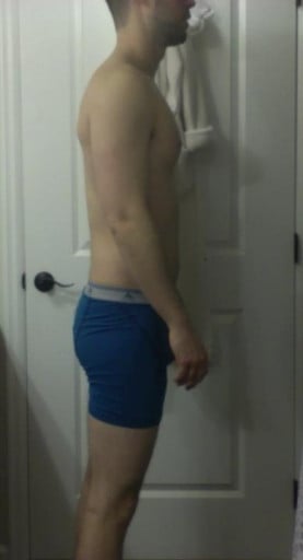 A picture of a 6'0" male showing a snapshot of 157 pounds at a height of 6'0