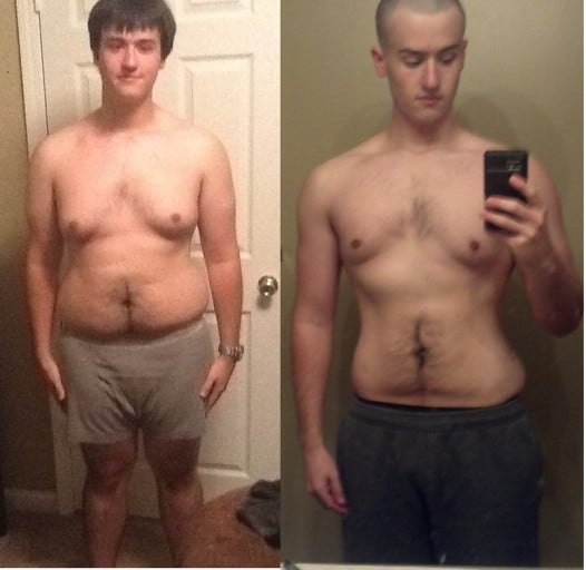 A photo of a 6'0" man showing a weight cut from 230 pounds to 185 pounds. A respectable loss of 45 pounds.