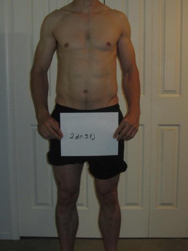 A before and after photo of a 5'10" male showing a fat loss from 169 pounds to 159 pounds. A net loss of 10 pounds.