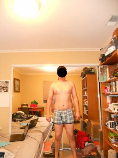 A picture of a 6'0" male showing a fat loss from 205 pounds to 170 pounds. A respectable loss of 35 pounds.