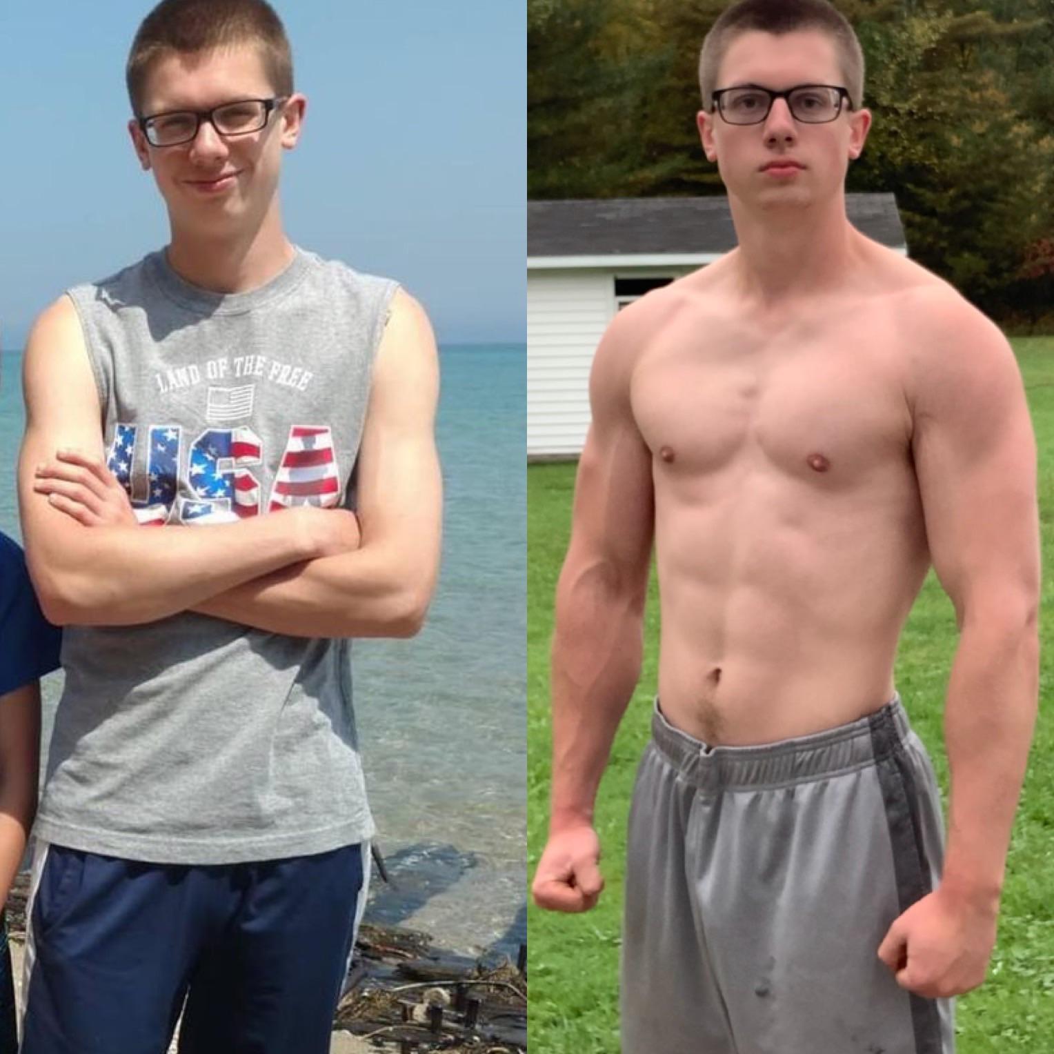 5'11 Male Before and After 28 lbs Weight Gain 145 lbs to 173 lbs