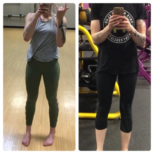 Before and After 20 lbs Weight Loss 5'6 Female 142 lbs to 122 lbs