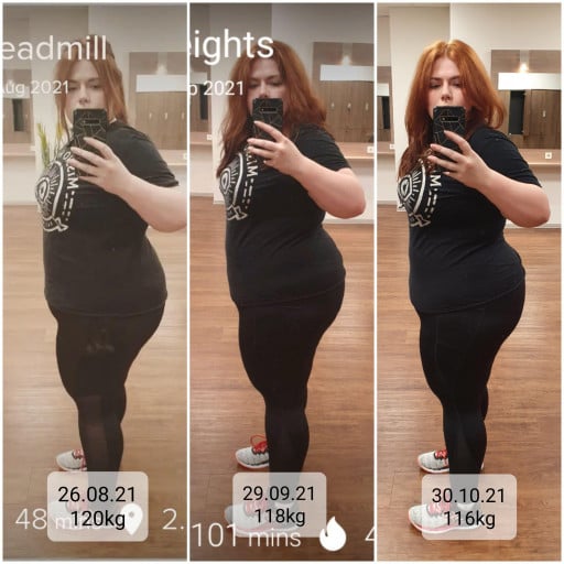 5'6 Female Before and After 9 lbs Weight Loss 264 lbs to 255 lbs