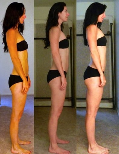 A progress pic of a 5'8" woman showing a snapshot of 127 pounds at a height of 5'8