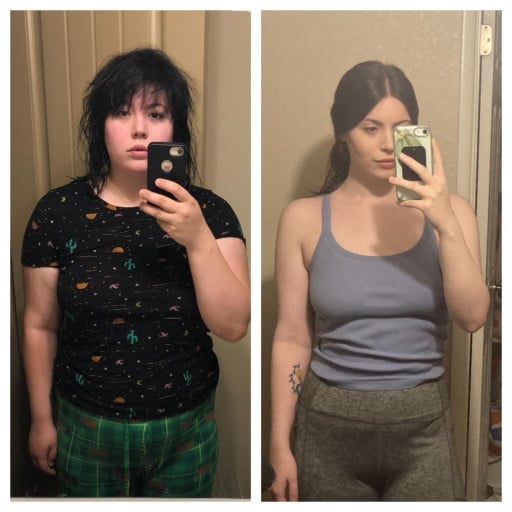 84 lbs Weight Loss Before and After 5 feet 7 Female 240 lbs to 156 lbs