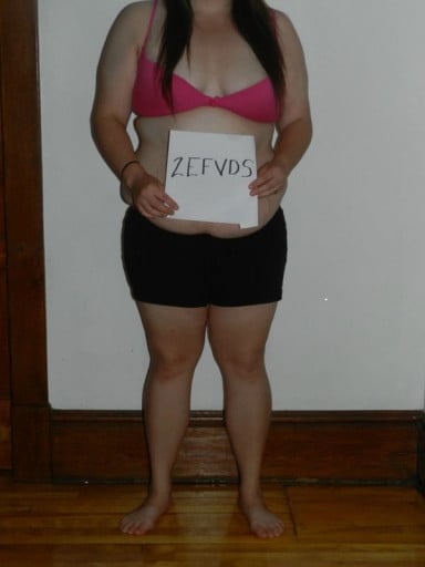 A photo of a 5'7" woman showing a snapshot of 225 pounds at a height of 5'7