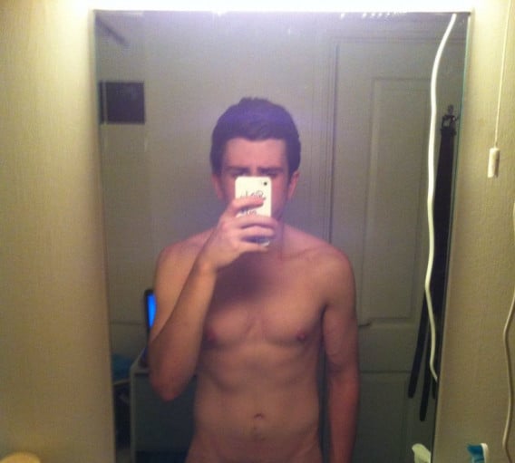 A picture of a 5'9" male showing a fat loss from 183 pounds to 147 pounds. A net loss of 36 pounds.