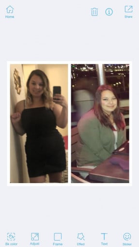 5 foot 4 Female Before and After 44 lbs Weight Loss 247 lbs to 203 lbs