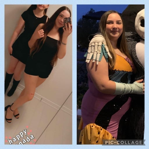 54 lbs Weight Loss Before and After 5 foot 3 Female 198 lbs to 144 lbs