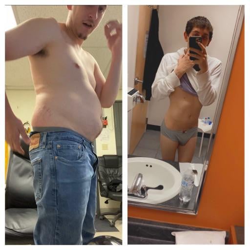 Progress Pics of 77 lbs Fat Loss 5 foot 8 Male 212 lbs to 135 lbs