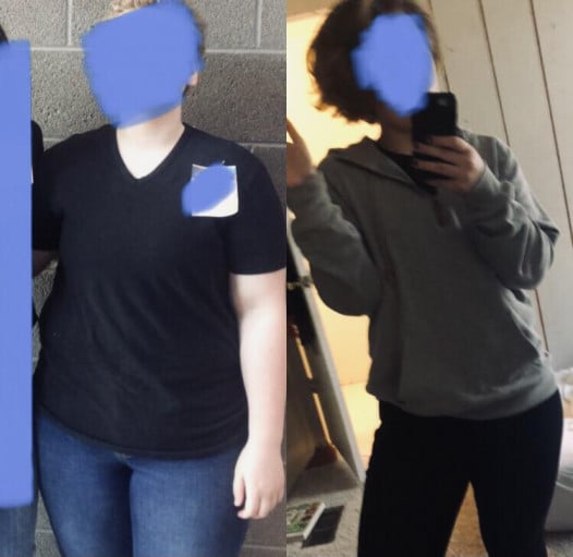 Before and After 50 lbs Fat Loss 5 foot 3 Female 220 lbs to 170 lbs